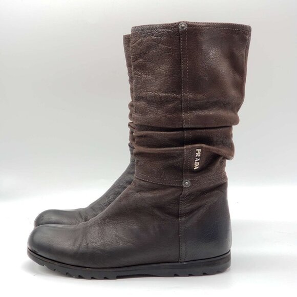100% Authentic Prada Leather Boots - Picture 1 of 14